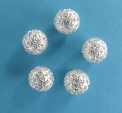 5 filigree beads 9 mm silvery