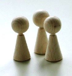 3 Figurines, beech, 5 cm